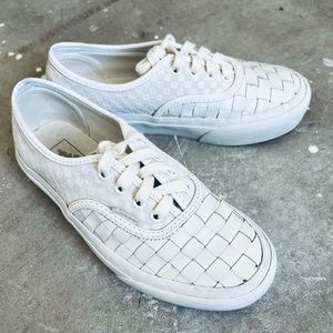 Woven Leather Platform Vans EUC